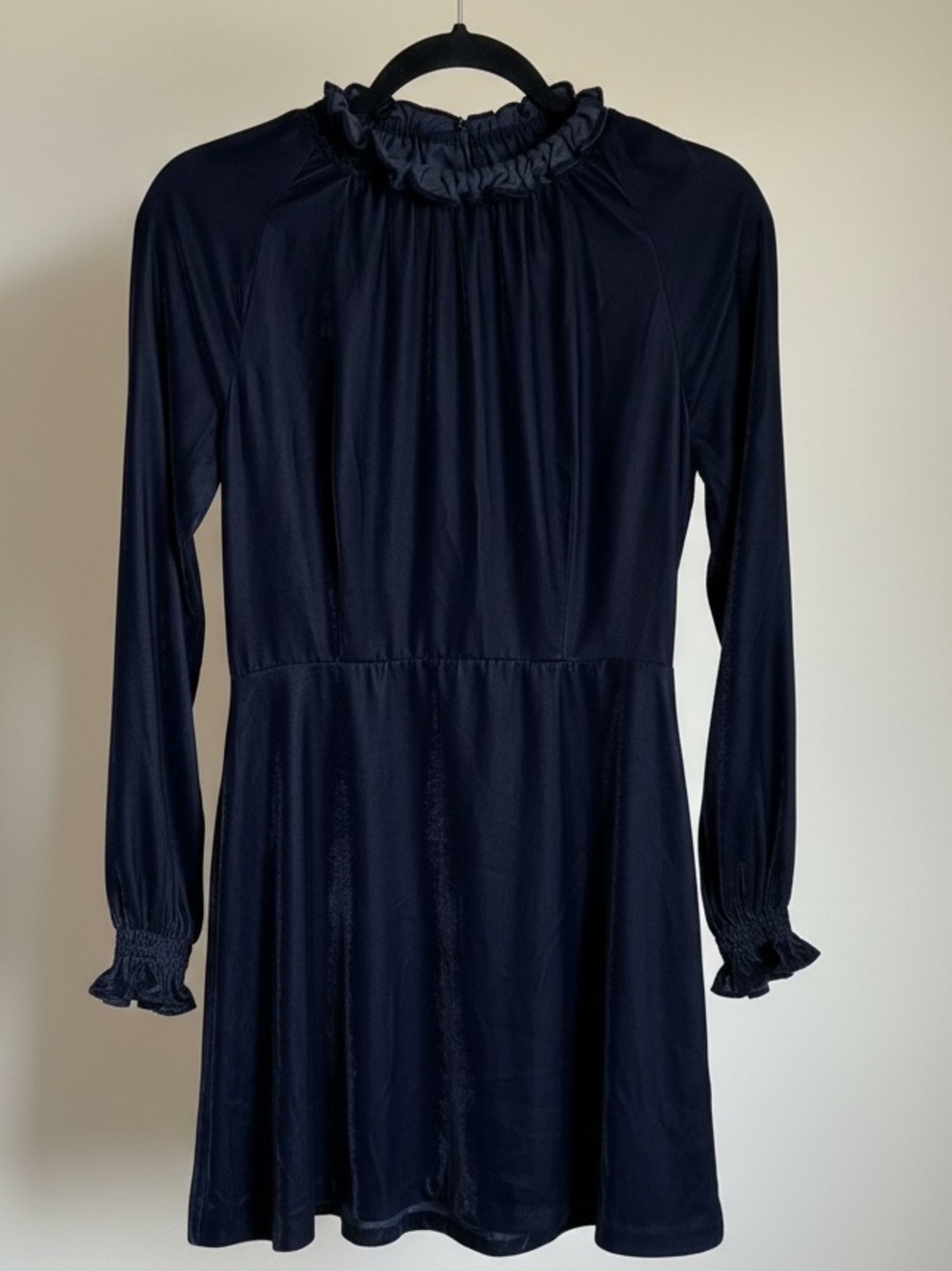 Maje Rilea Velvet Mini Dress in Navy Blue Size Medium